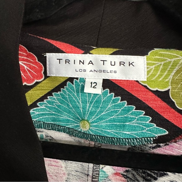 Trina Turk Maximalist Silk Linen Blend Bold Vibrant Flower Kimono Jacket 12 - Picture 2 of 7